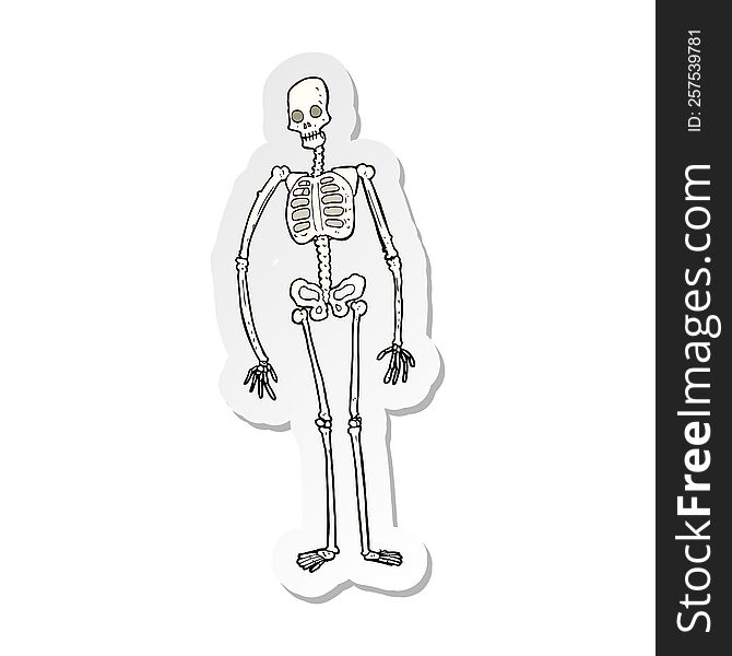 sticker of a cartoon spooky skeleton