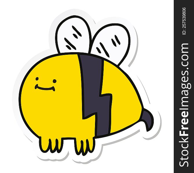 Sticker Of A Quirky Hand Drawn Cartoon Bumblebee