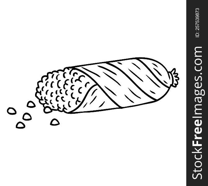 line drawing doodle of fresh corn on the cob