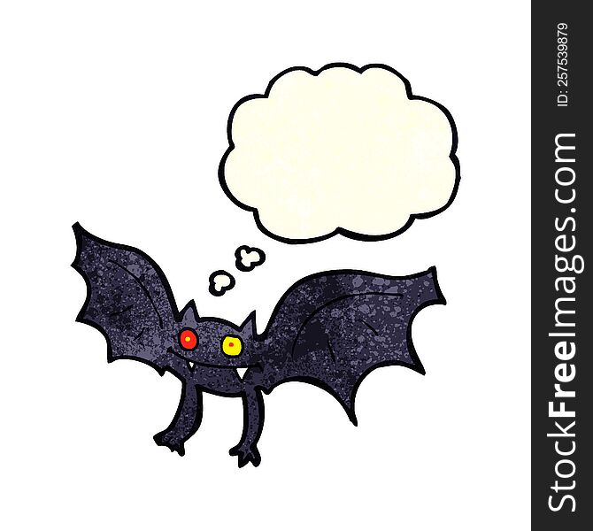 Cartoon Vampire Bat With Thought Bubble