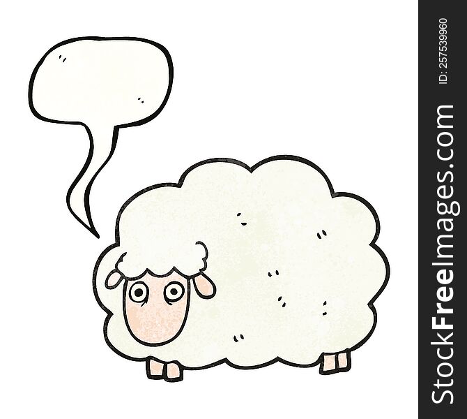 freehand speech bubble textured cartoon farting sheep