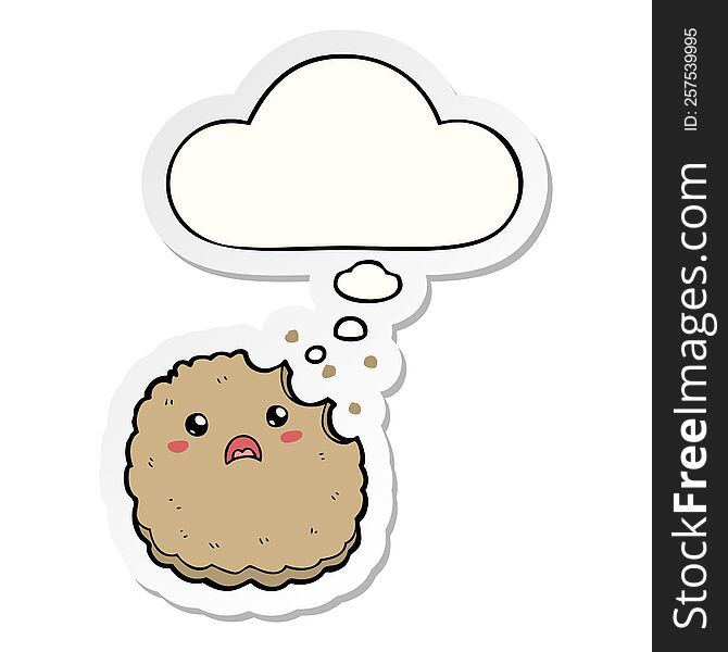 Cartoon Biscuit And Thought Bubble As A Printed Sticker