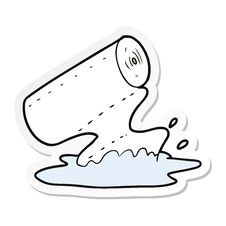 Sticker Of A Cartoon Kitchen Towel Soaking Up Spill Stock Photo