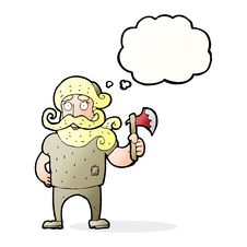 Free Cartoon Lumberjack With Axe With Thought Bubble Stock Images - 257543474