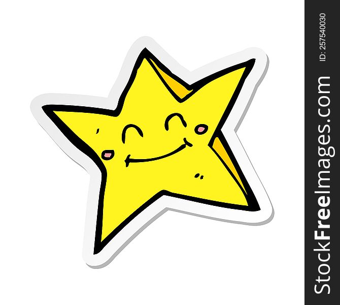 sticker of a cartoon happy star character