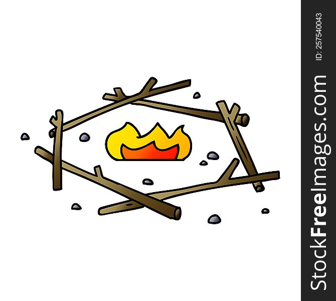 hand drawn gradient cartoon doodle of a camp fire