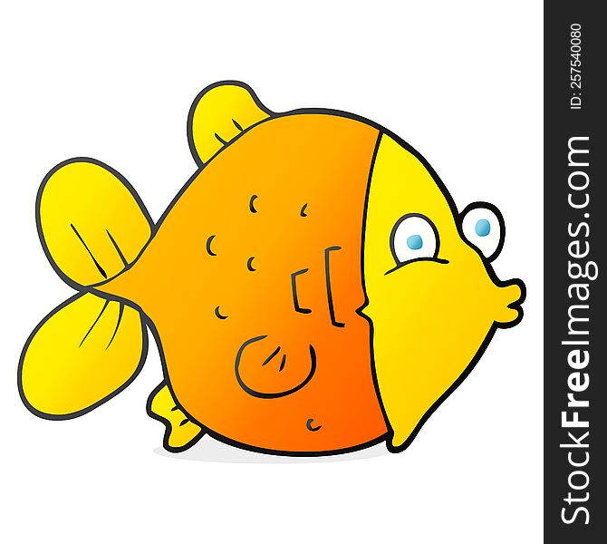 freehand drawn cartoon funny fish