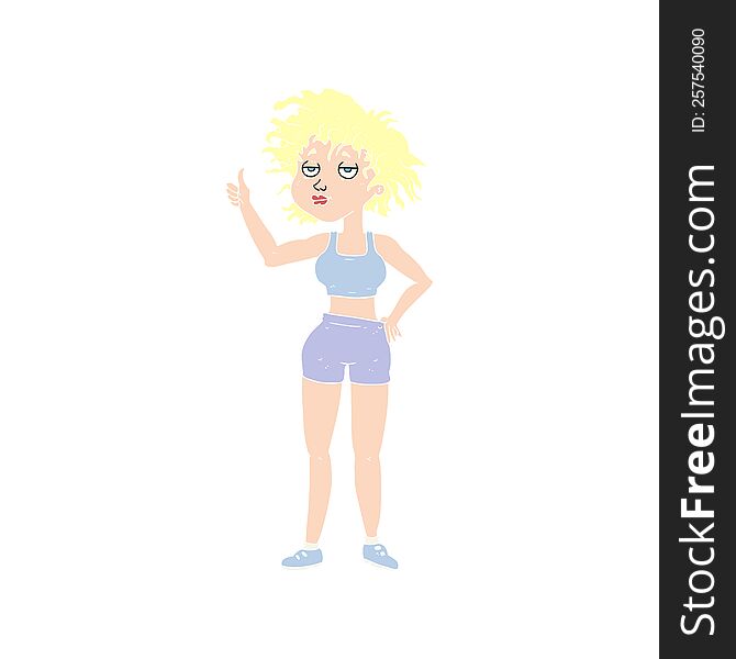 flat color illustration of tired gym woman. flat color illustration of tired gym woman