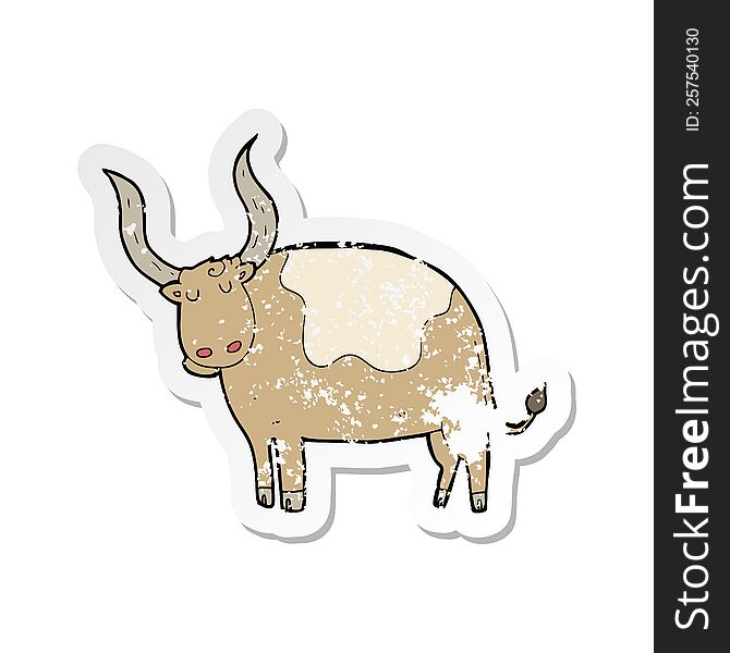 retro distressed sticker of a cartoon ox