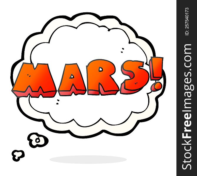 freehand drawn thought bubble cartoon Mars text symbol