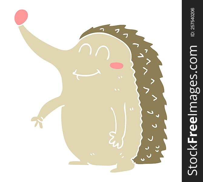 Flat Color Illustration Of A Cartoon Hedgehog