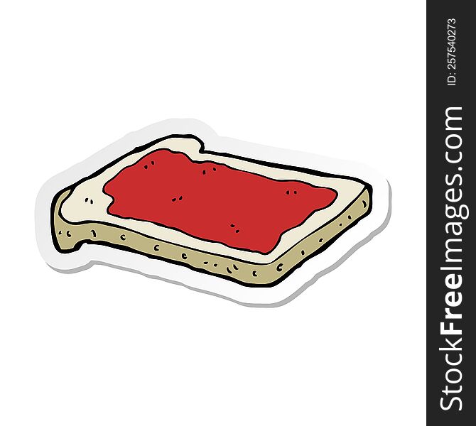 sticker of a cartoon jam on toast