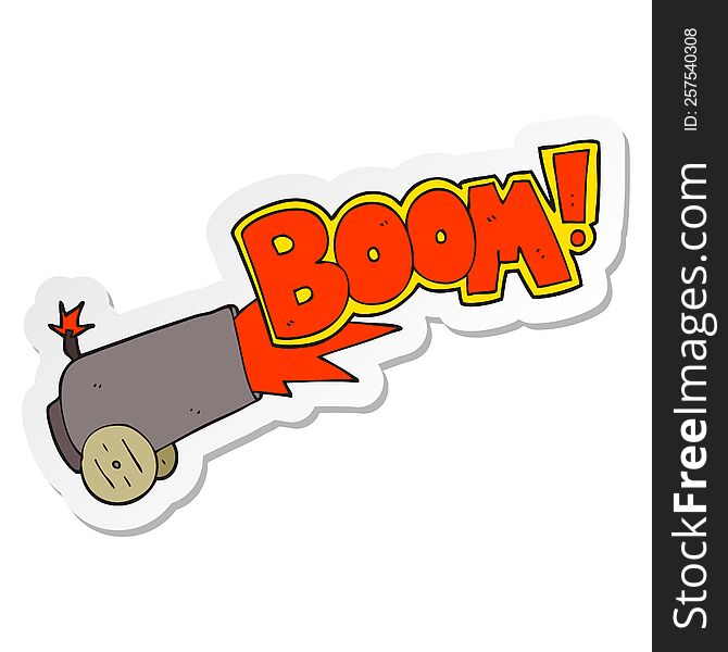 sticker of a cartoon cannon firing