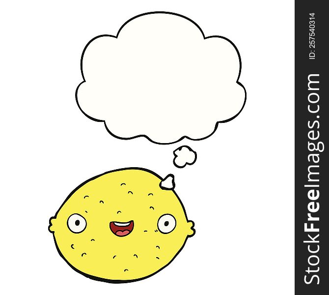 Cartoon Lemon And Thought Bubble