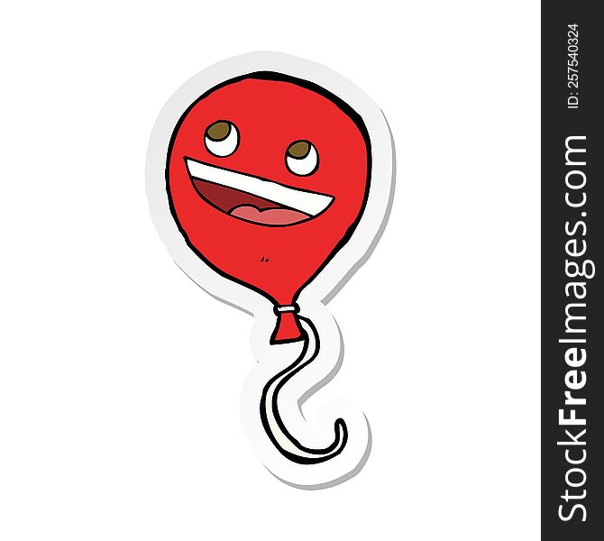 Sticker Of A Cartoon Balloon With Face