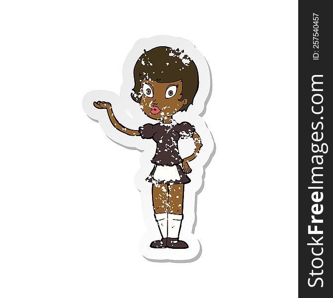 retro distressed sticker of a cartoon waitress