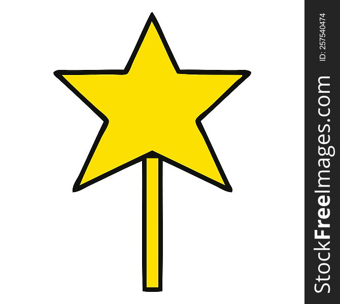 cute cartoon of a star wand. cute cartoon of a star wand