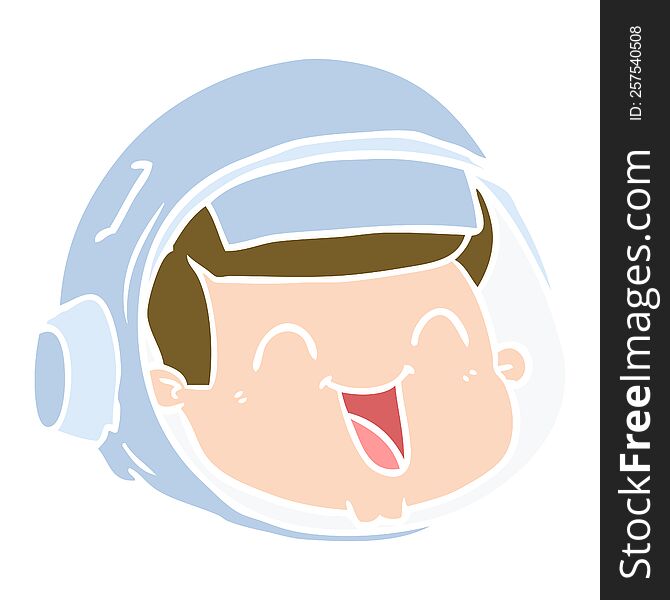 Flat Color Style Cartoon Happy Astronaut Face