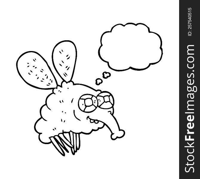 freehand drawn thought bubble cartoon fly