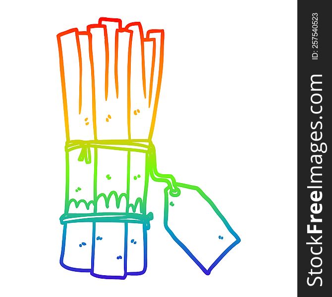 rainbow gradient line drawing of a organic bunch of leeks