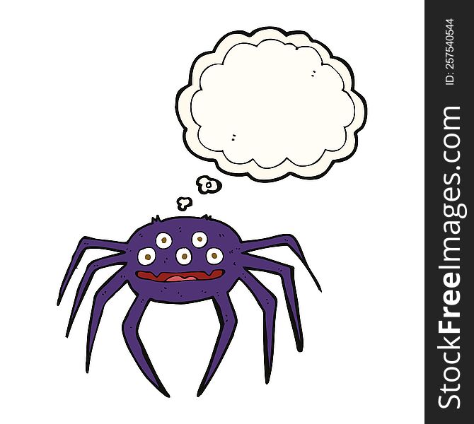 Cartoon Halloween Spider With Thought Bubble