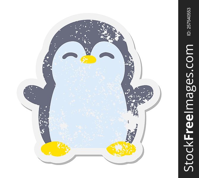 cute little penguin grunge sticker