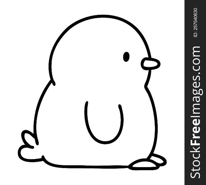 line doodle of a cute little penguin