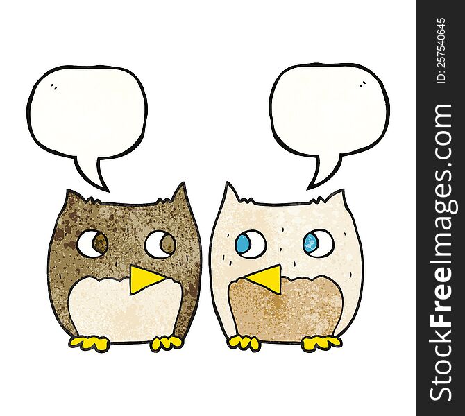 freehand speech bubble textured cute cartoon owls. freehand speech bubble textured cute cartoon owls