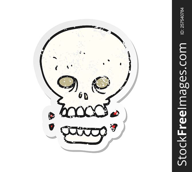 Retro Distressed Sticker Of A Cartoon Scary Skull