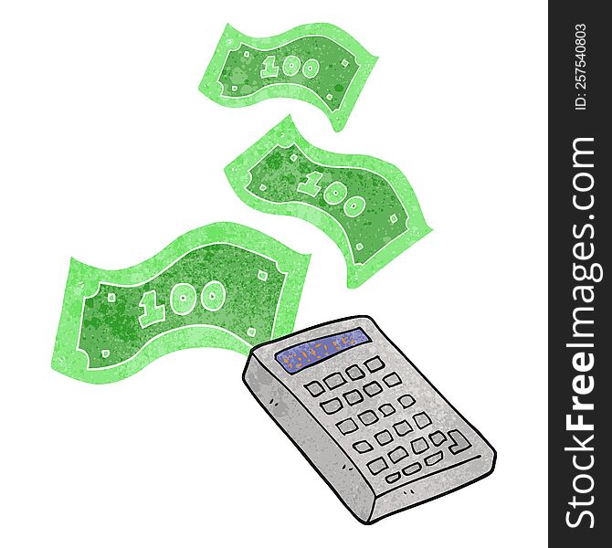 retro cartoon calculator counting money