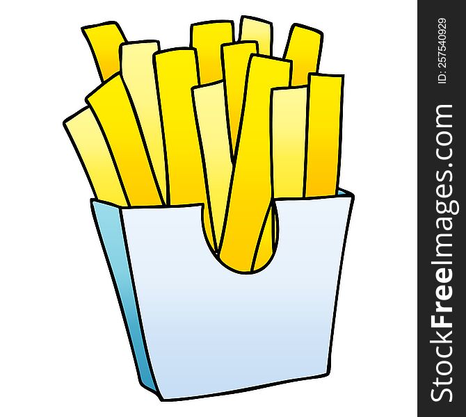 gradient shaded quirky cartoon french fries. gradient shaded quirky cartoon french fries