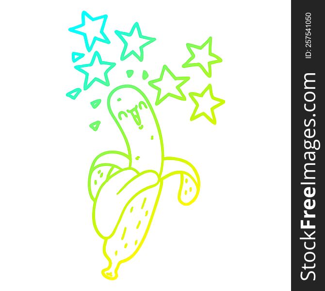 cold gradient line drawing of a cartoon magic banana
