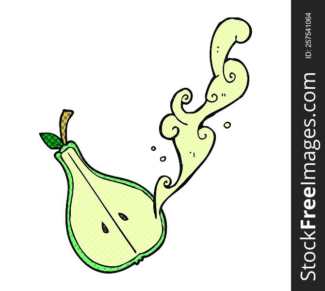 freehand drawn comic book style cartoon half pear