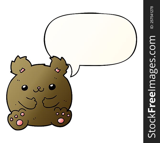 Cartoon Bear And Speech Bubble In Smooth Gradient Style