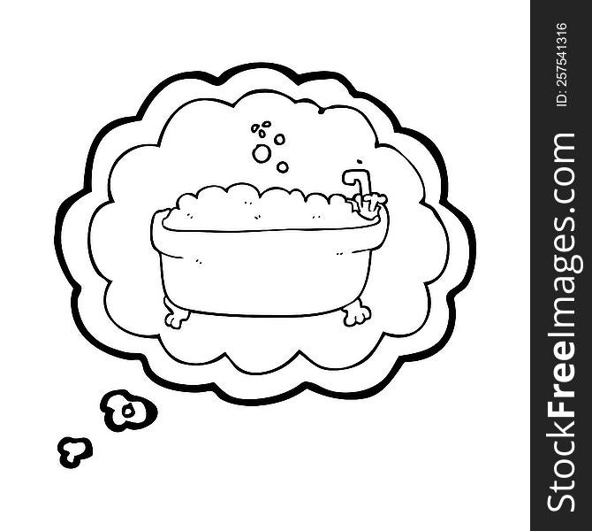 freehand drawn thought bubble cartoon bathtub