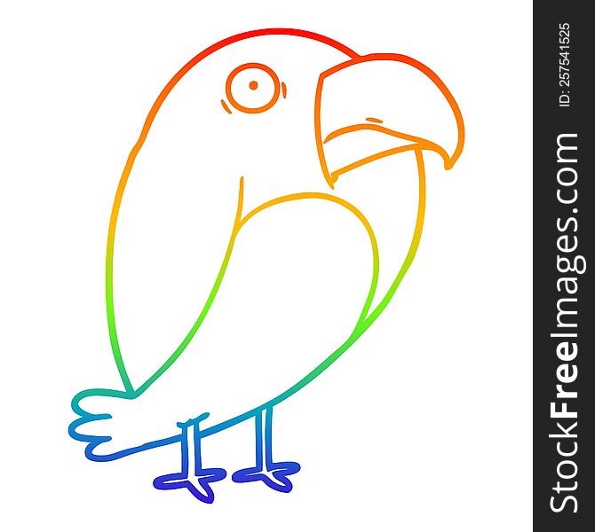 rainbow gradient line drawing of a cartoon crow