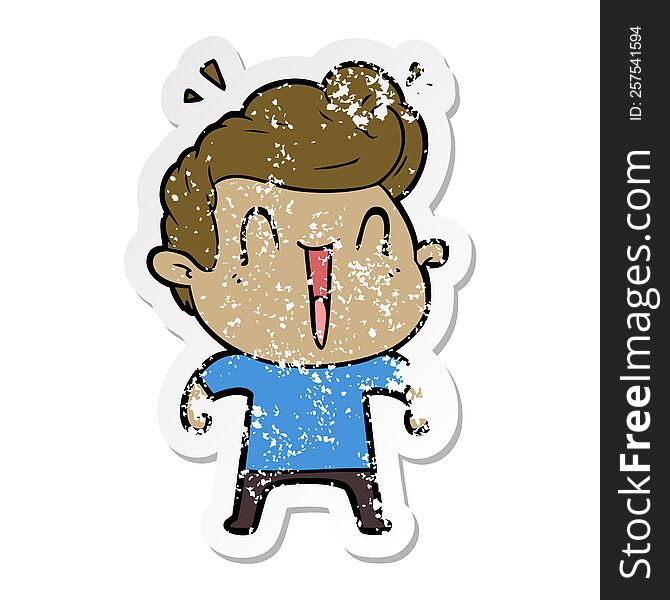 Distressed Sticker Of A Excited Man Cartoon