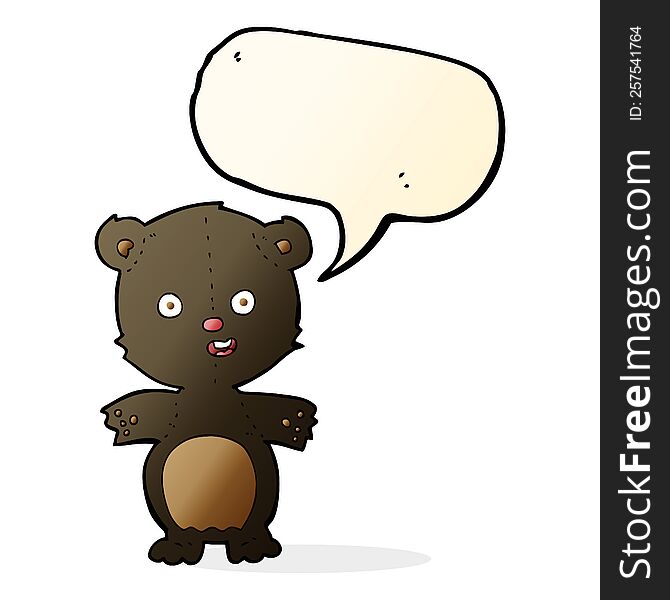 Cute Black Bear Cartoon With Speech Bubble