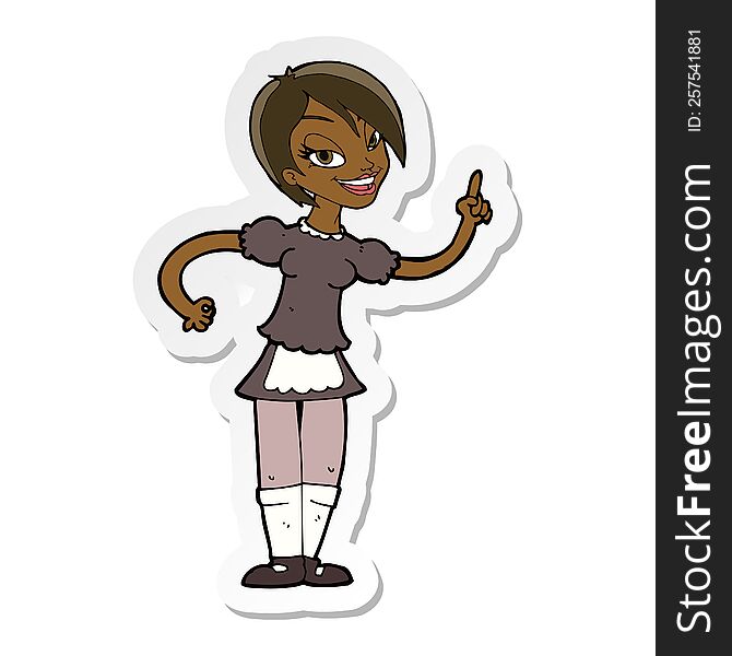 sticker of a cartoon waitress taking order