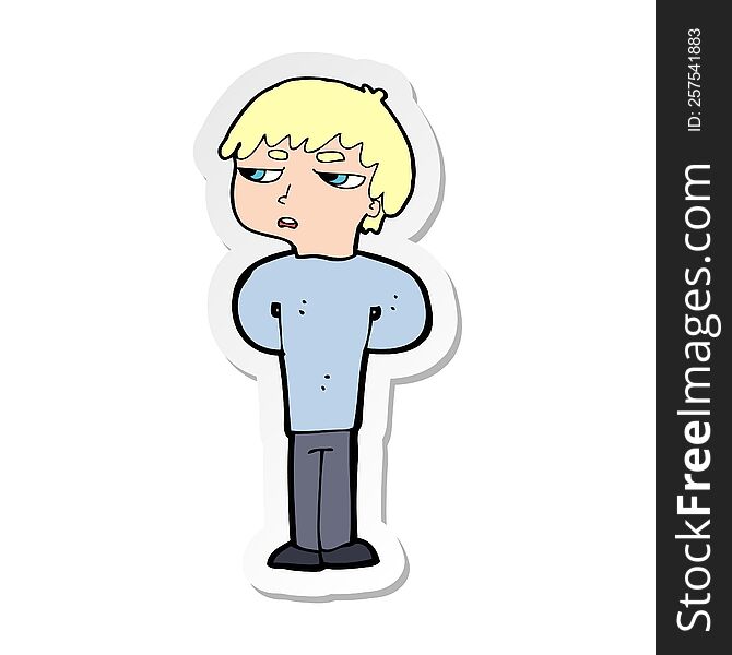 Sticker Of A Cartoon Antisocial Boy