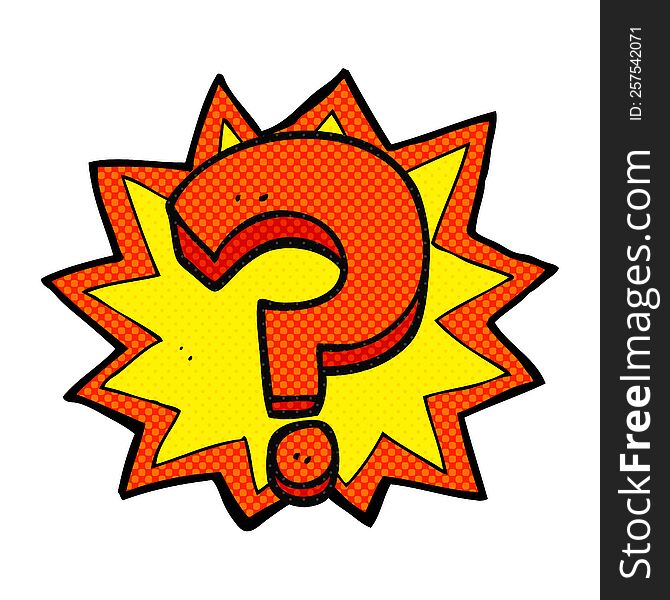 freehand drawn comic book style cartoon question mark