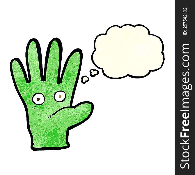 Cartoon Hand With Eyes With Thought Bubble