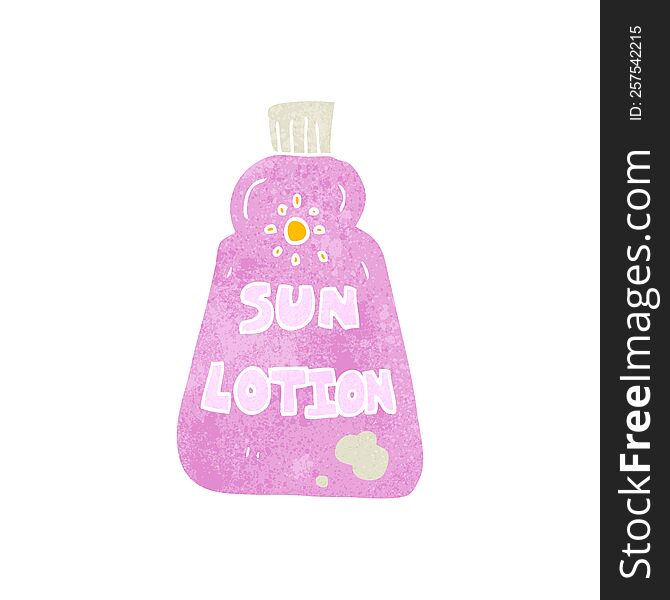 freehand retro cartoon sun lotion