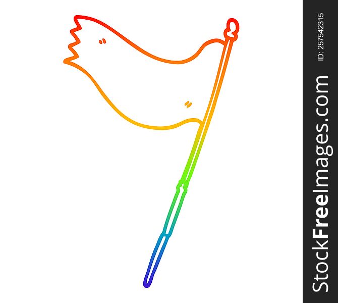 Rainbow Gradient Line Drawing Cartoon Blue Flag