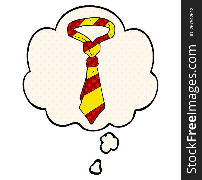 Cartoon Office Tie And Thought Bubble In Comic Book Style