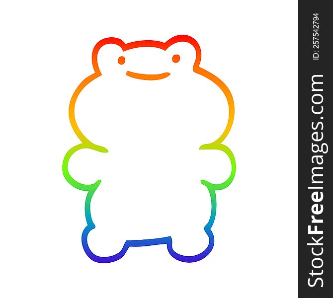 Rainbow Gradient Line Drawing Funny Cartoon Frog