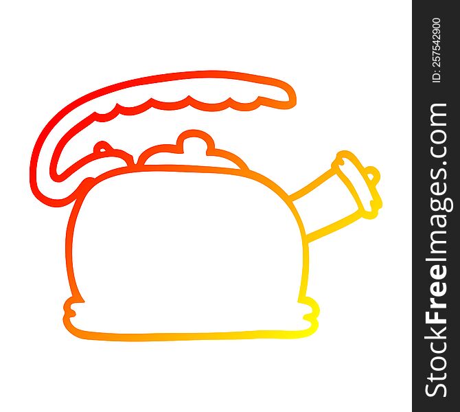 Warm Gradient Line Drawing Cartoon Whistling Kettle
