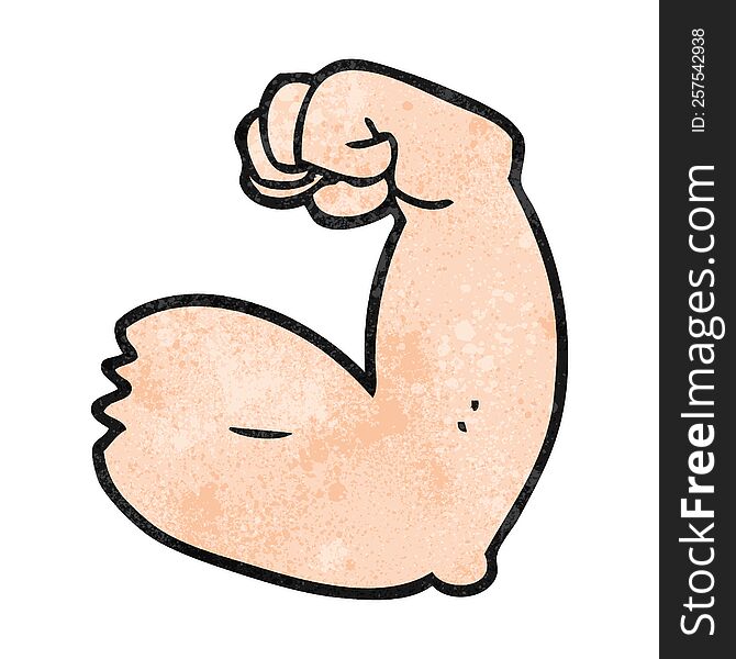 freehand textured cartoon strong arm flexing bicep