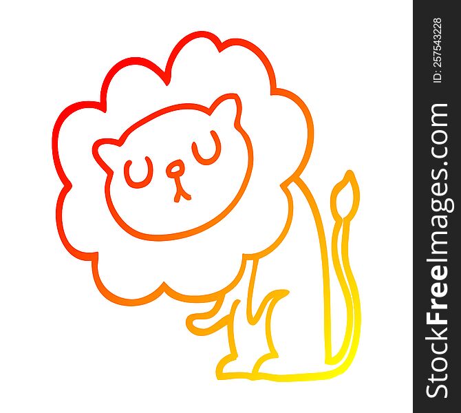 Warm Gradient Line Drawing Cute Cartoon Lion