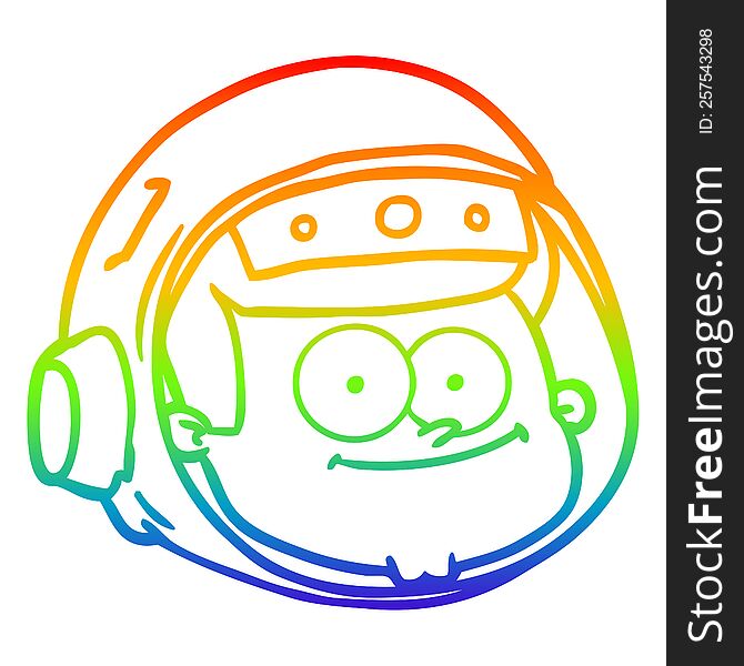 Rainbow Gradient Line Drawing Cartoon Astronaut Face